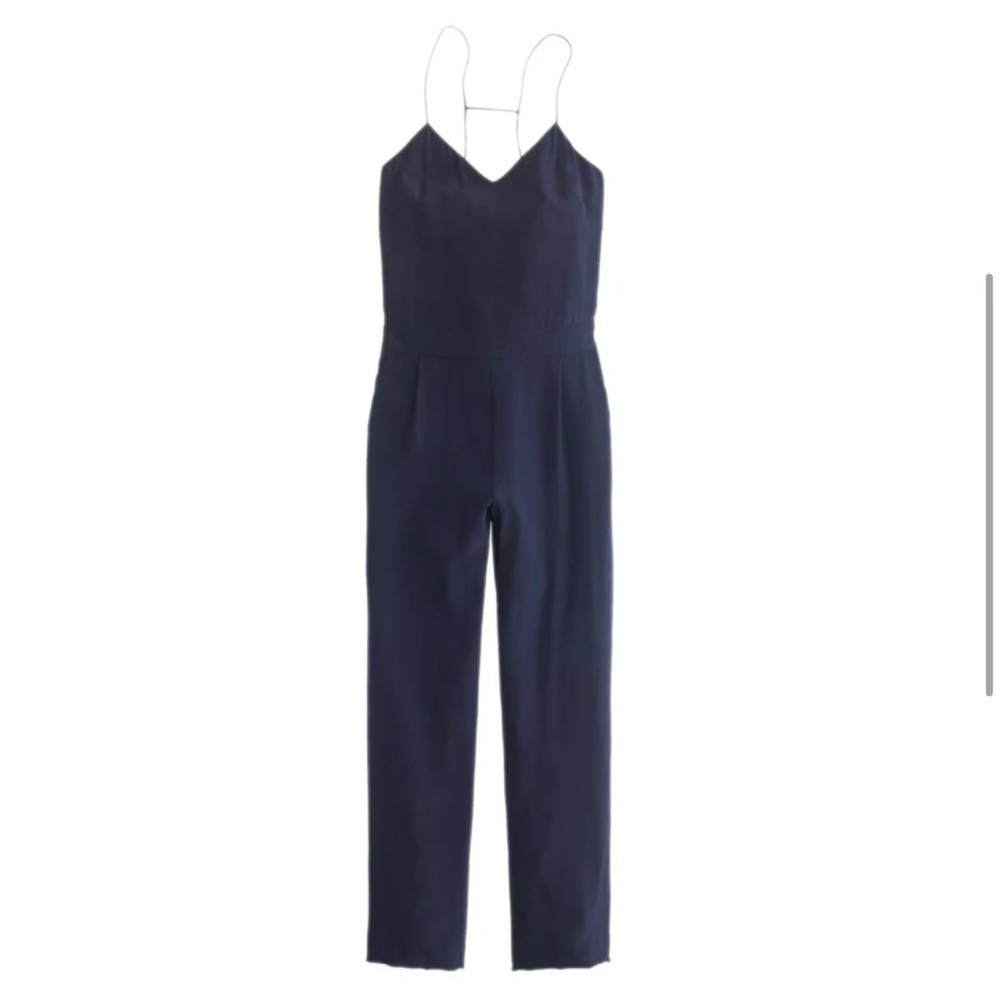 J.Crew Navy Cropped 100% Silk Jumpsuit / Romper, 4 - Easy Basic!